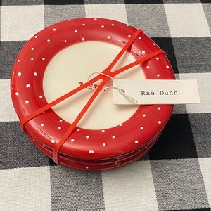 Rae Dunn Red and White Polka Dot Plates